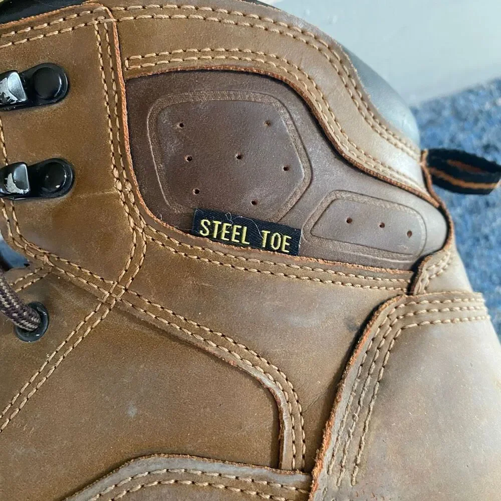 Brahma men 9.5 steel toe tie up lace work boots